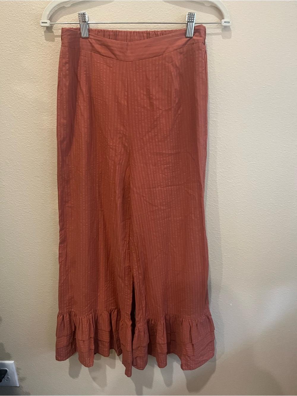 Three Bird Nest Rust Tiered Ruffle Pants
